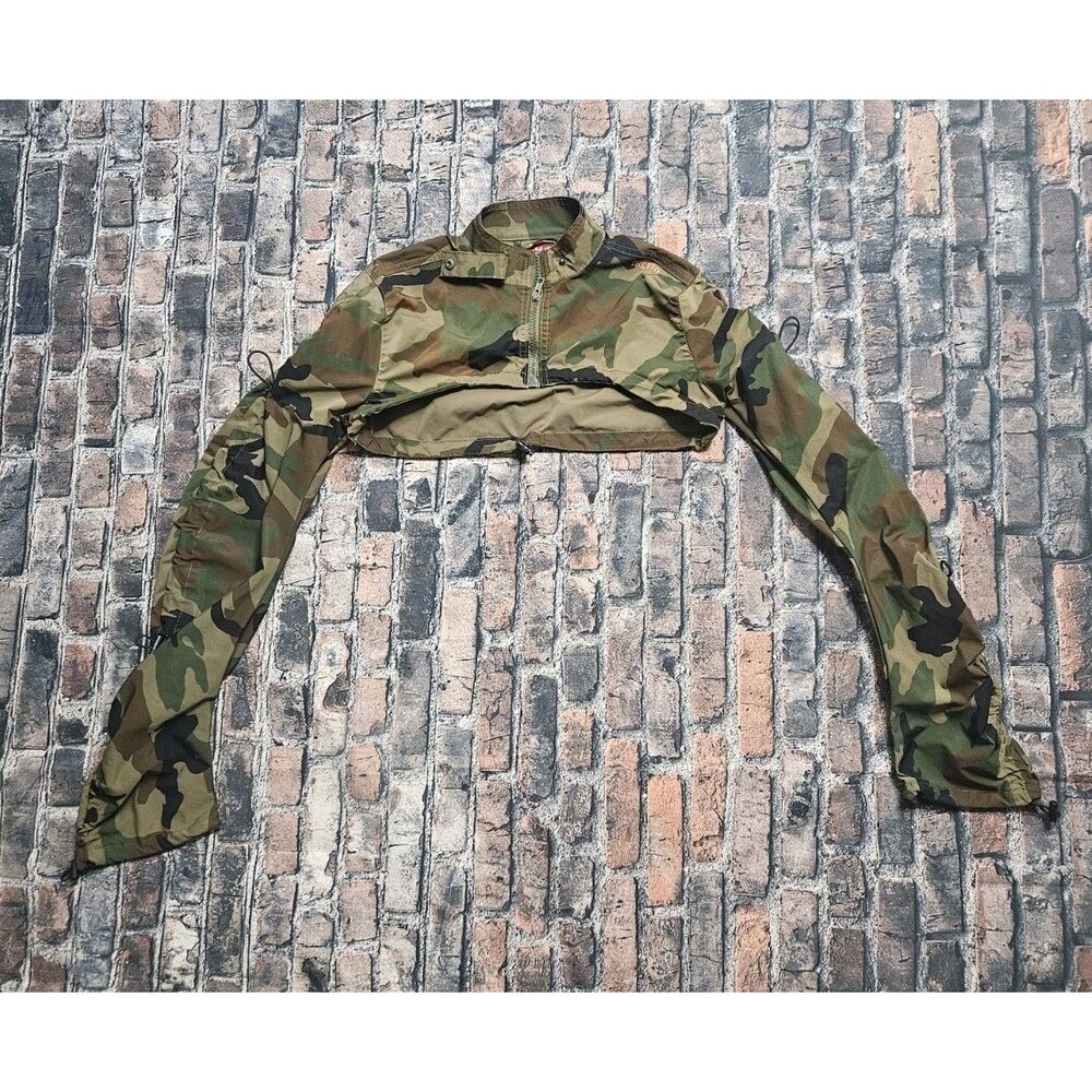 Smoke Rise The Red Cropped Jacket Shrug Size Medium Camo Green